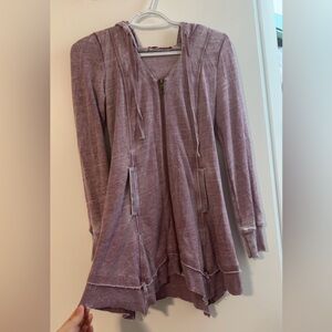 Purple Zip-Up Hoodie Cardigan